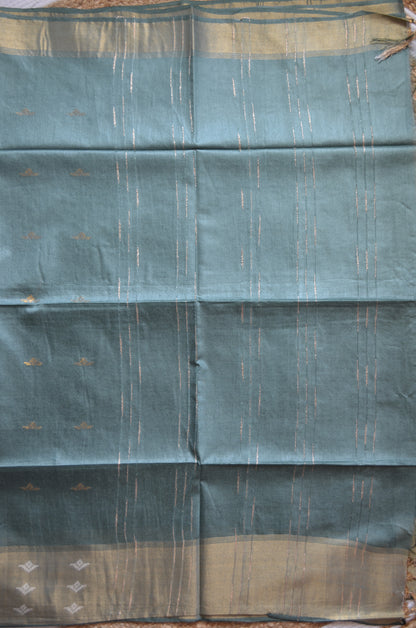 Green Contemporary Zari Work Vegan Silk Handloom Saree