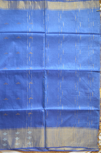 Indigo Contemporary Zari Work Vegan Silk Handloom Saree