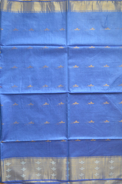Indigo Contemporary Zari Work Vegan Silk Handloom Saree