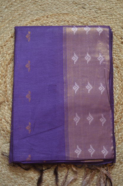 Purple Contemporary Zari Work Vegan Silk Handloom Saree