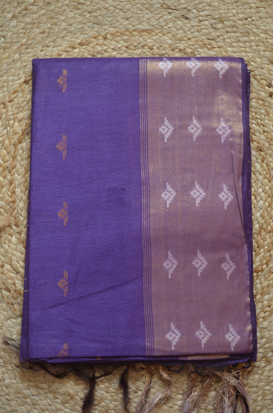 Purple Contemporary Zari Work Vegan Silk Handloom Saree