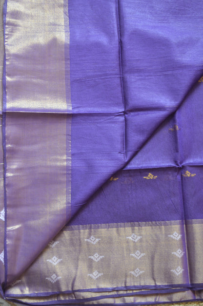 Purple Contemporary Zari Work Vegan Silk Handloom Saree