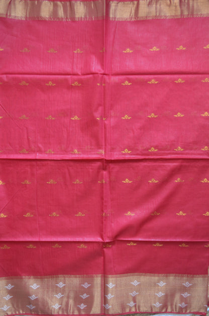 Red Contemporary Zari Work Vegan Silk Handloom Saree