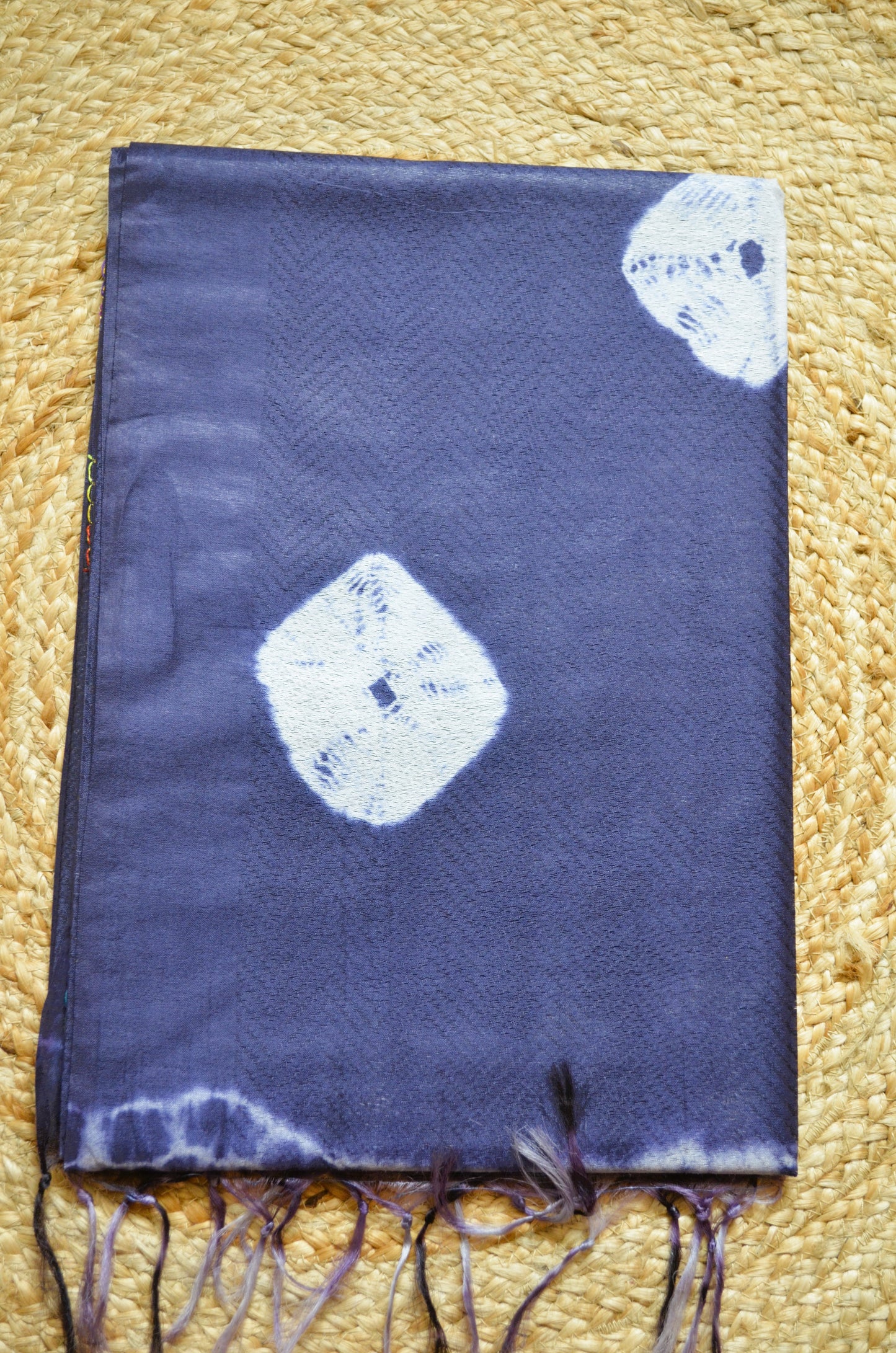 Navy Contemporary Jacquard Vegan Silk Handloom Saree