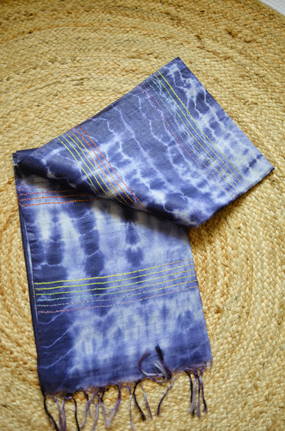 Navy Contemporary Jacquard Vegan Silk Handloom Saree