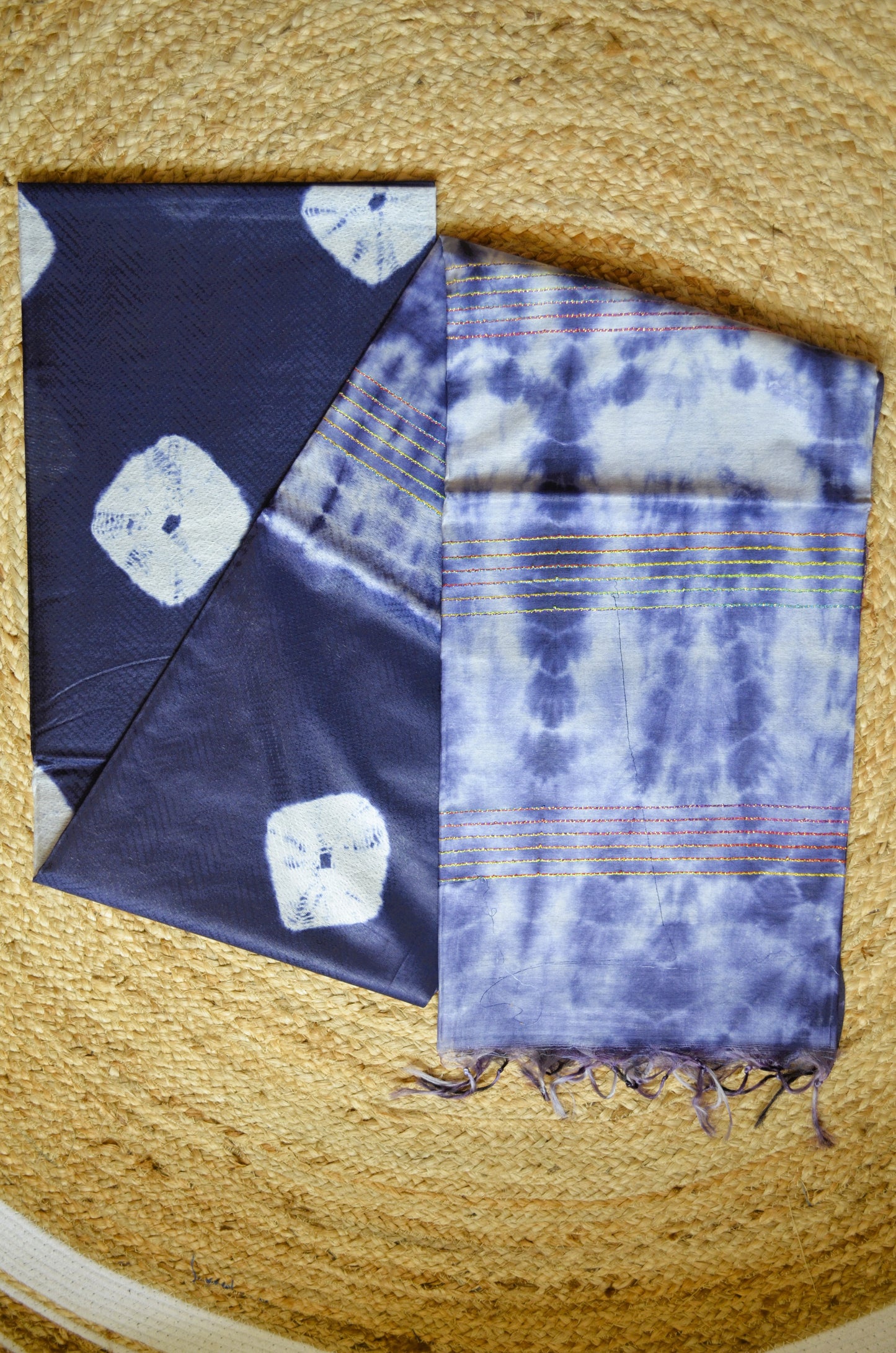 Navy Contemporary Jacquard Vegan Silk Handloom Saree