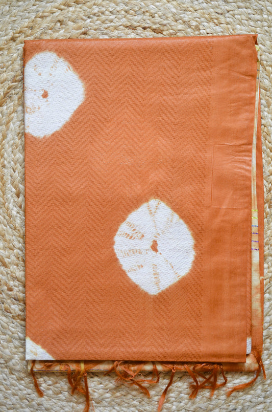 Orange Contemporary Jacquard Vegan Silk Handloom Saree