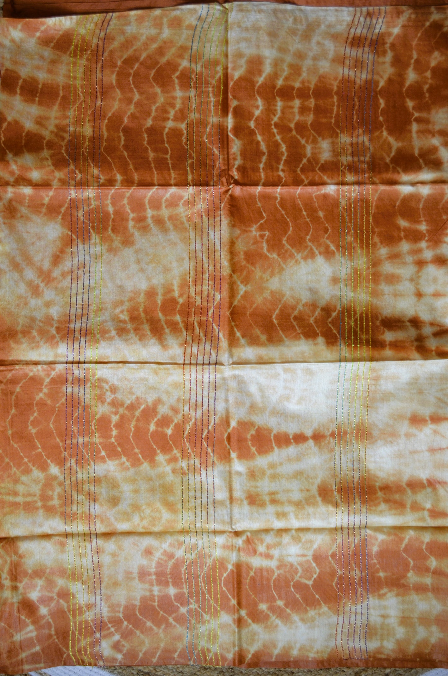Orange Contemporary Jacquard Vegan Silk Handloom Saree
