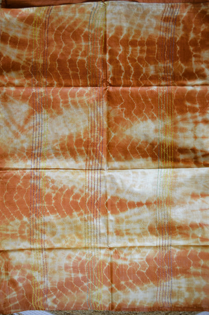 Orange Contemporary Jacquard Vegan Silk Handloom Saree