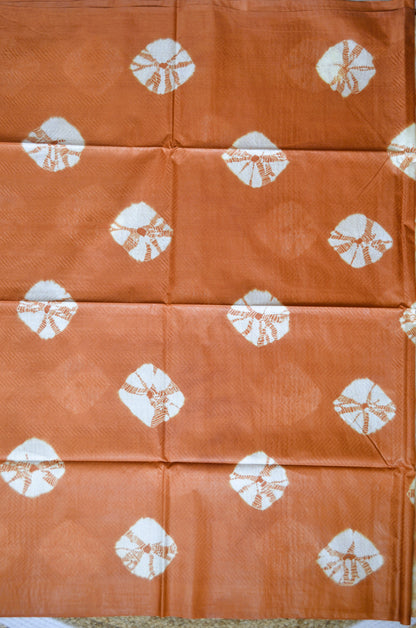 Orange Contemporary Jacquard Vegan Silk Handloom Saree