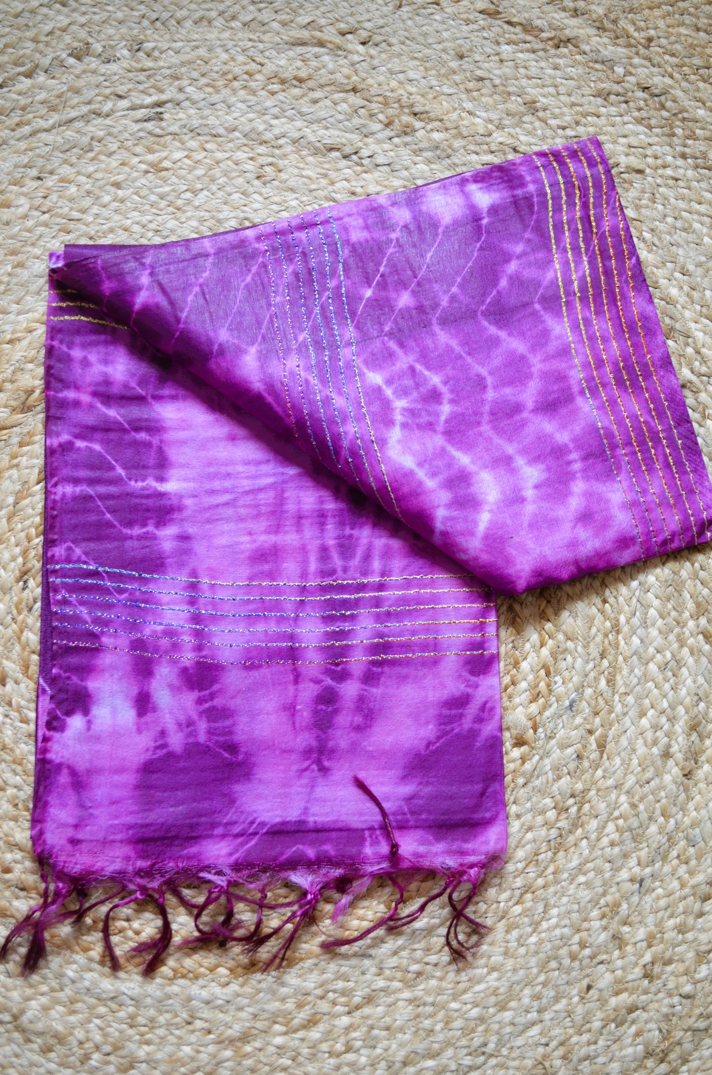Purple Contemporary Jacquard Vegan Silk Handloom Saree