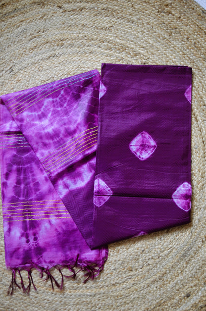 Purple Contemporary Jacquard Vegan Silk Handloom Saree