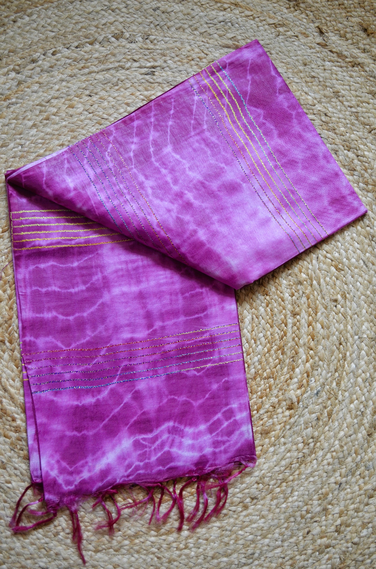 Rouge Contemporary Jacquard Vegan Silk Handloom Saree