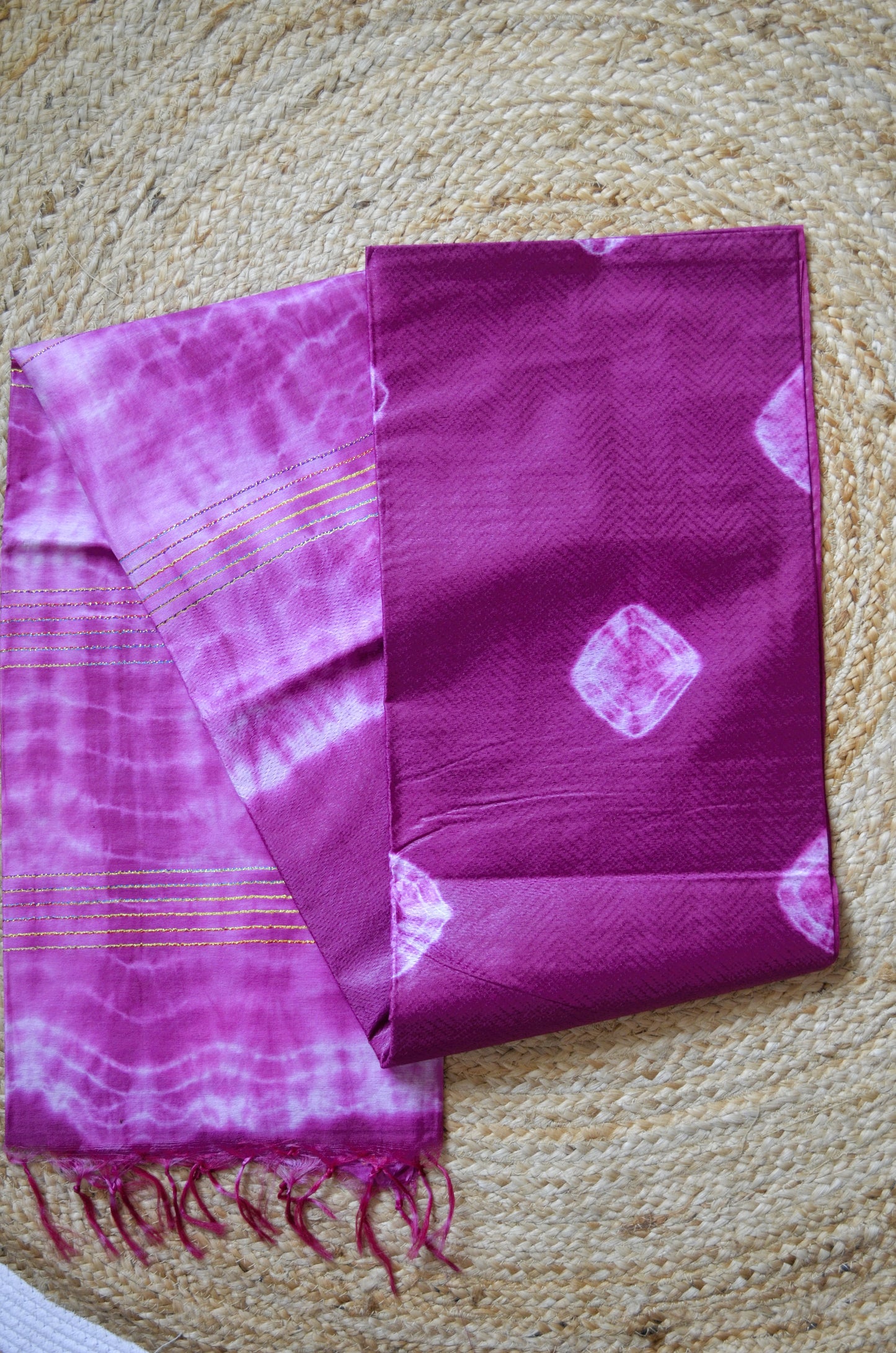 Rouge Contemporary Jacquard Vegan Silk Handloom Saree