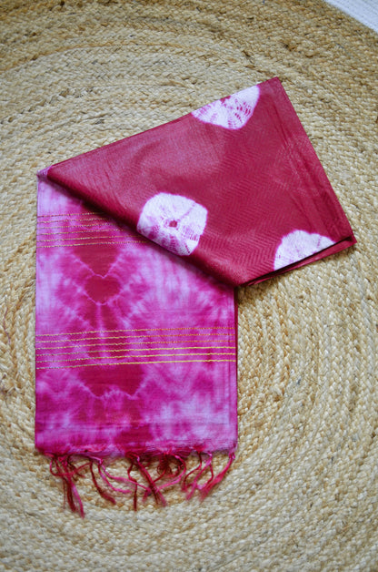 Maroon Contemporary Jacquard Vegan Silk Handloom Saree