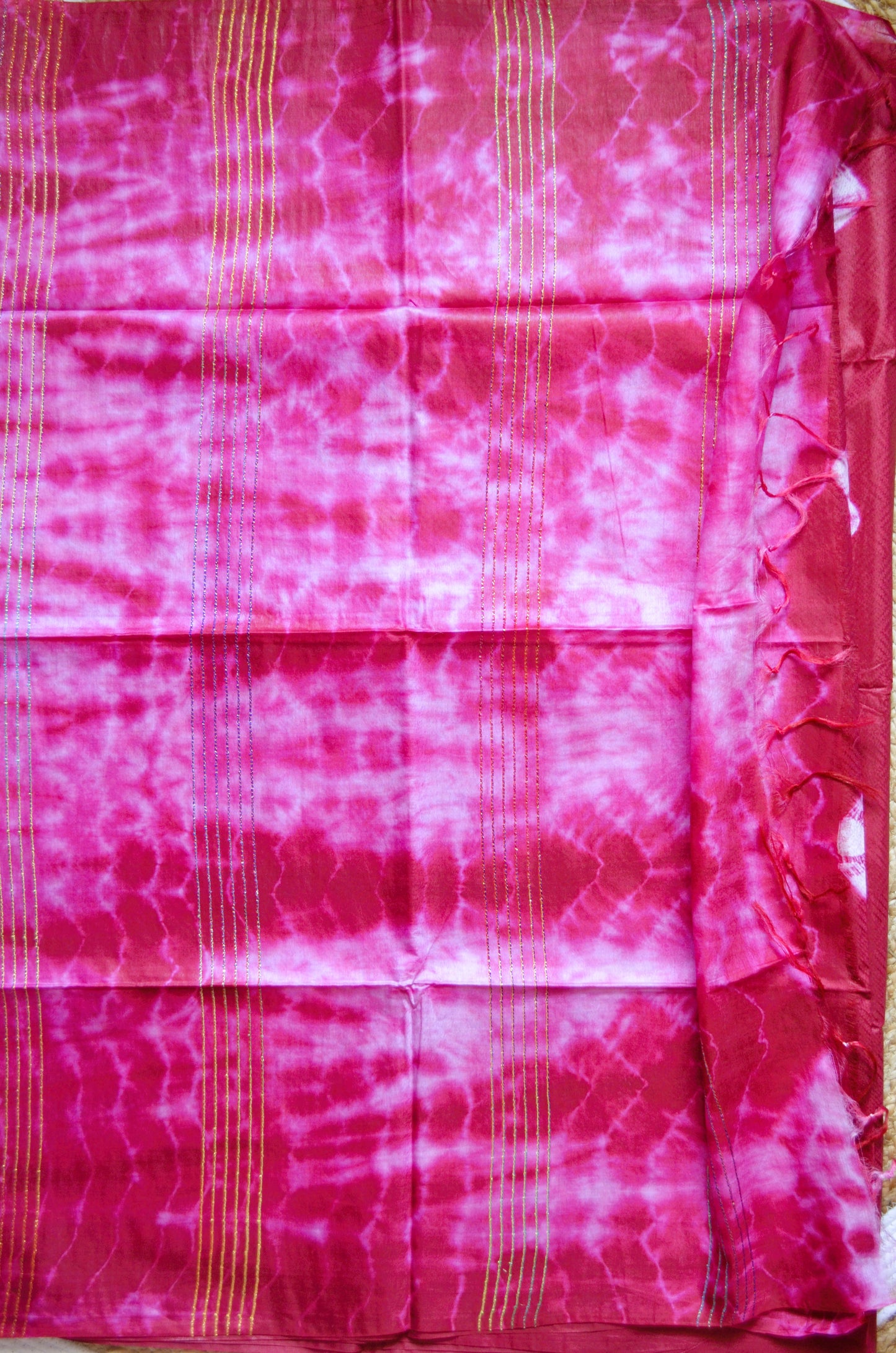 Maroon Contemporary Jacquard Vegan Silk Handloom Saree