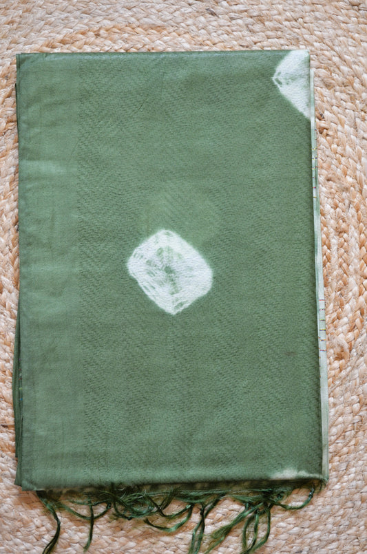 Green Contemporary Jacquard Vegan Silk Handloom Saree