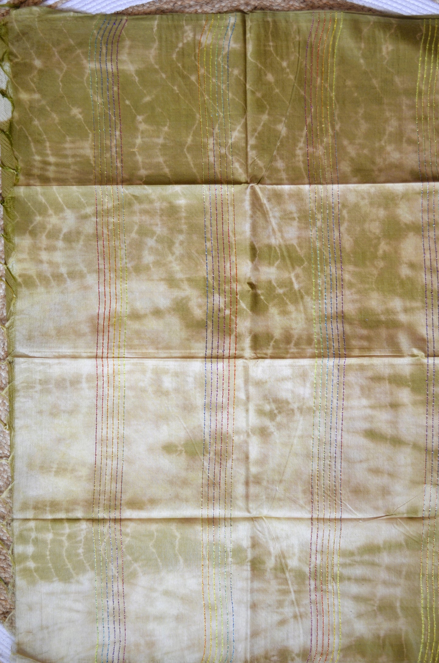 Olive Contemporary Jacquard Vegan Silk Handloom Saree