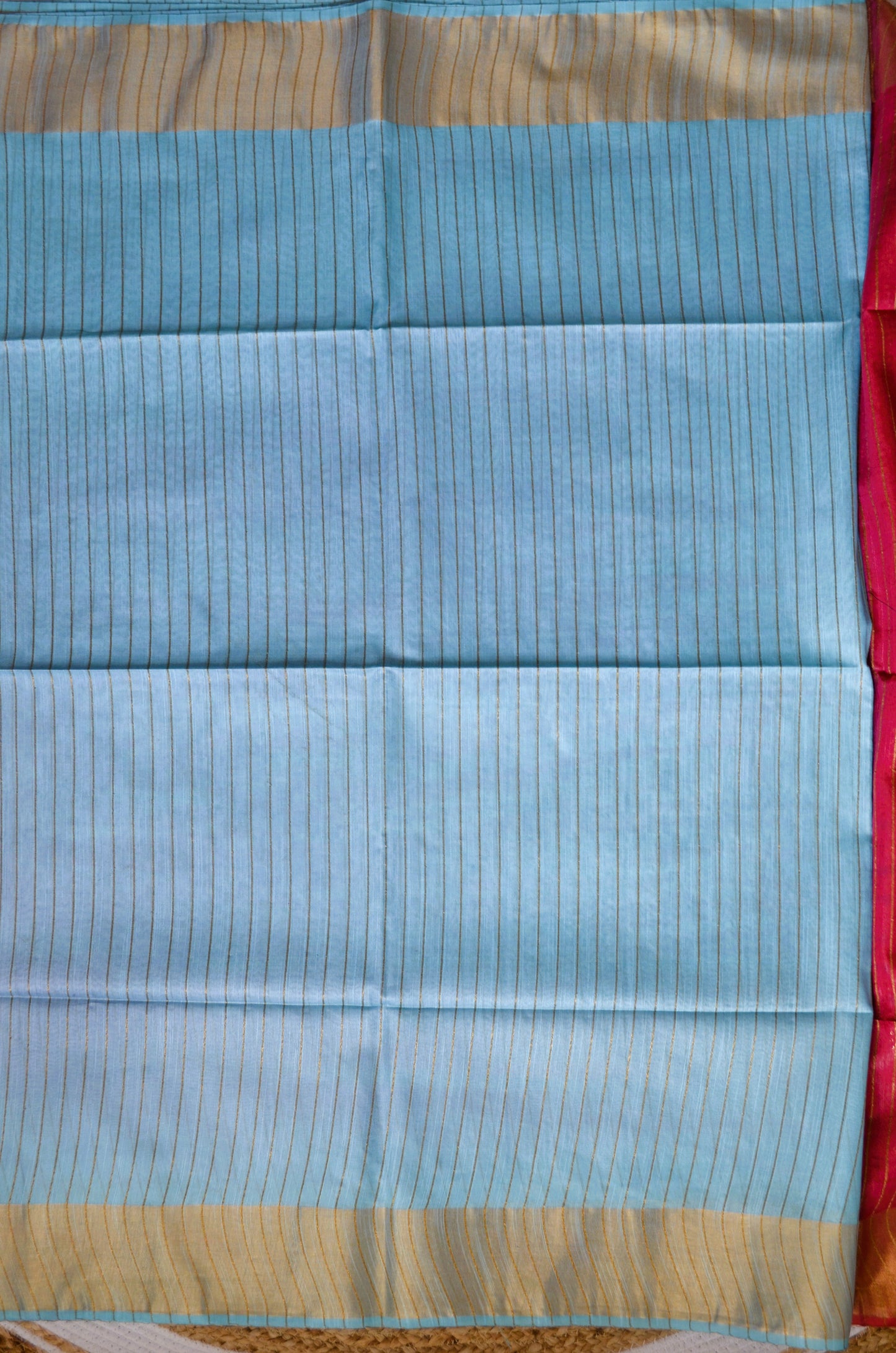 Blue Pink Tussar Vegan Silk Handloom Saree