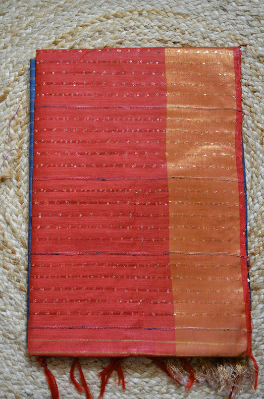 Steel Rust Tussar Vegan Silk Handloom Saree