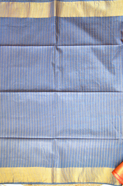 Steel Rust Tussar Vegan Silk Handloom Saree