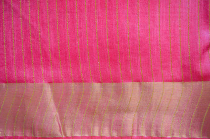 Pink Navy Tussar Vegan Silk Handloom Saree