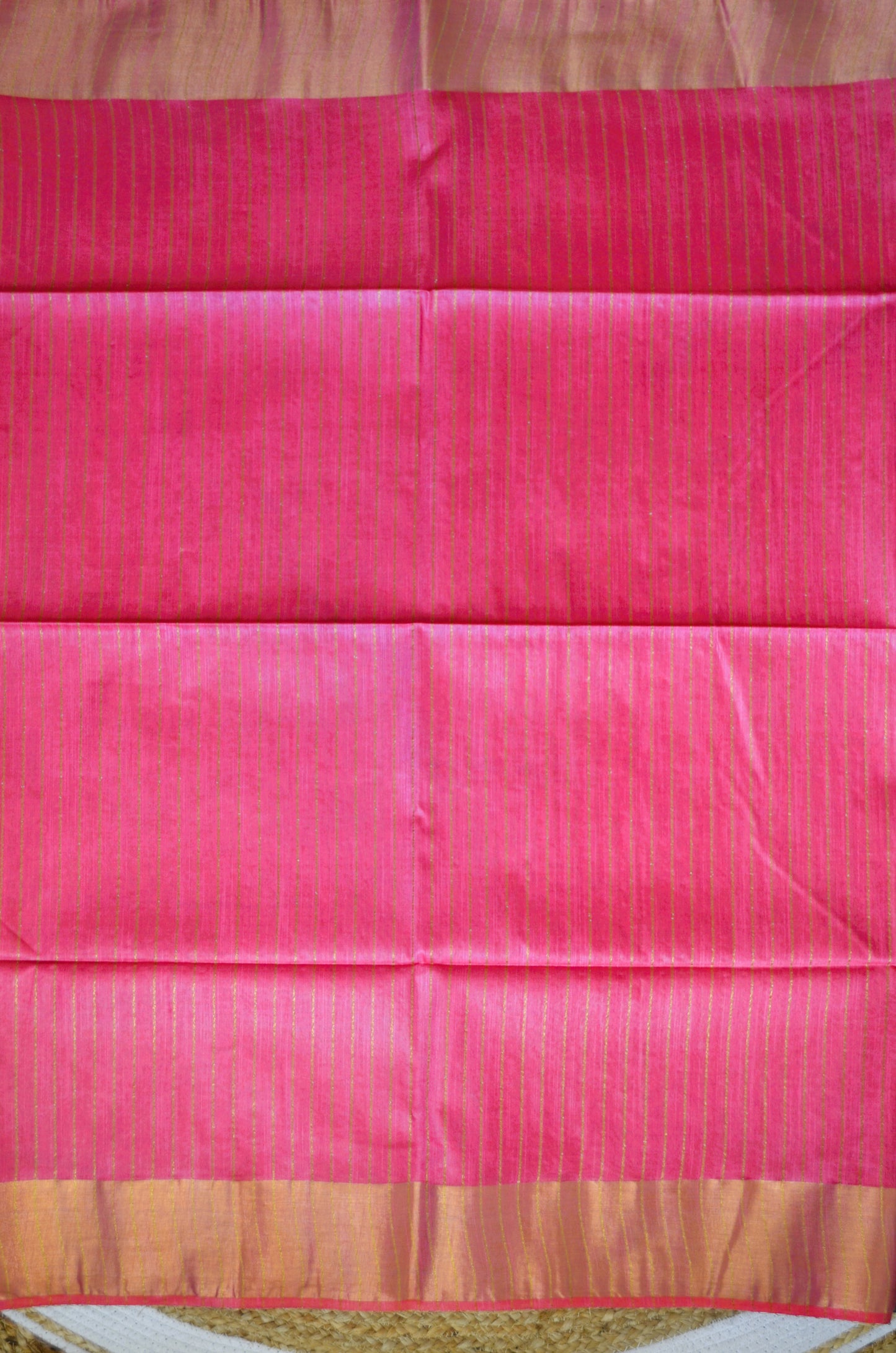 Pink Navy Tussar Vegan Silk Handloom Saree