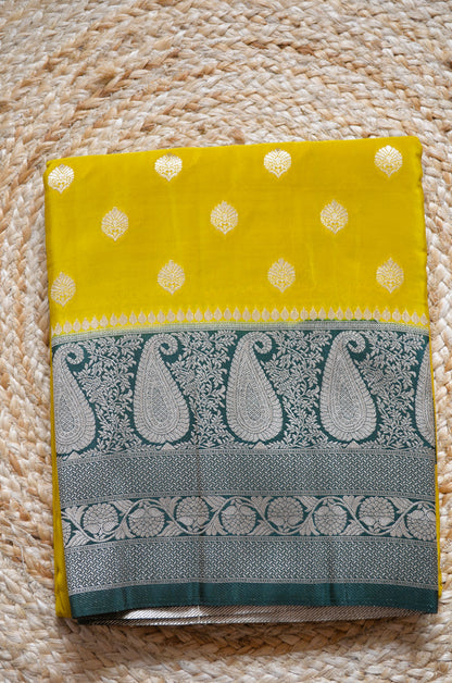 Mustard Banarasi Zari Silk Saree