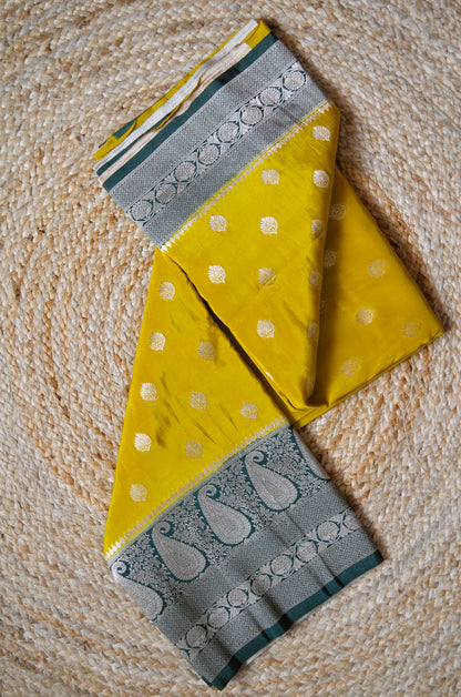 Mustard Banarasi Zari Silk Saree