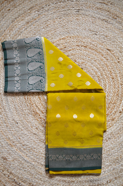 Mustard Banarasi Zari Silk Saree