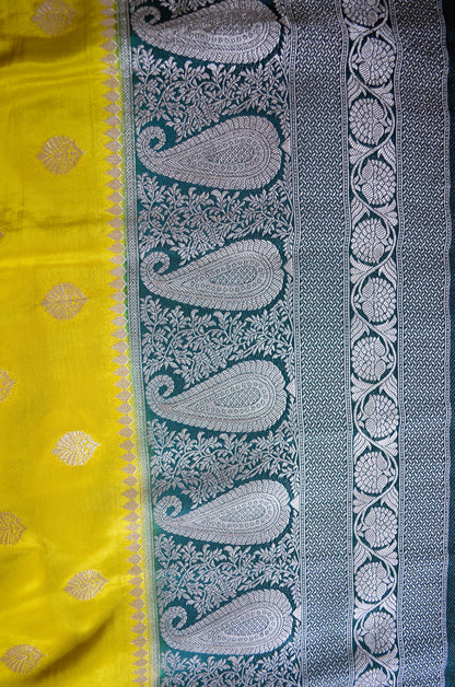 Mustard Banarasi Zari Silk Saree