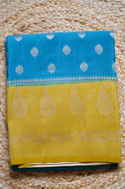 Teal Banarasi Zari Silk Saree