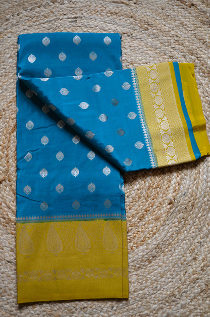 Teal Banarasi Zari Silk Saree