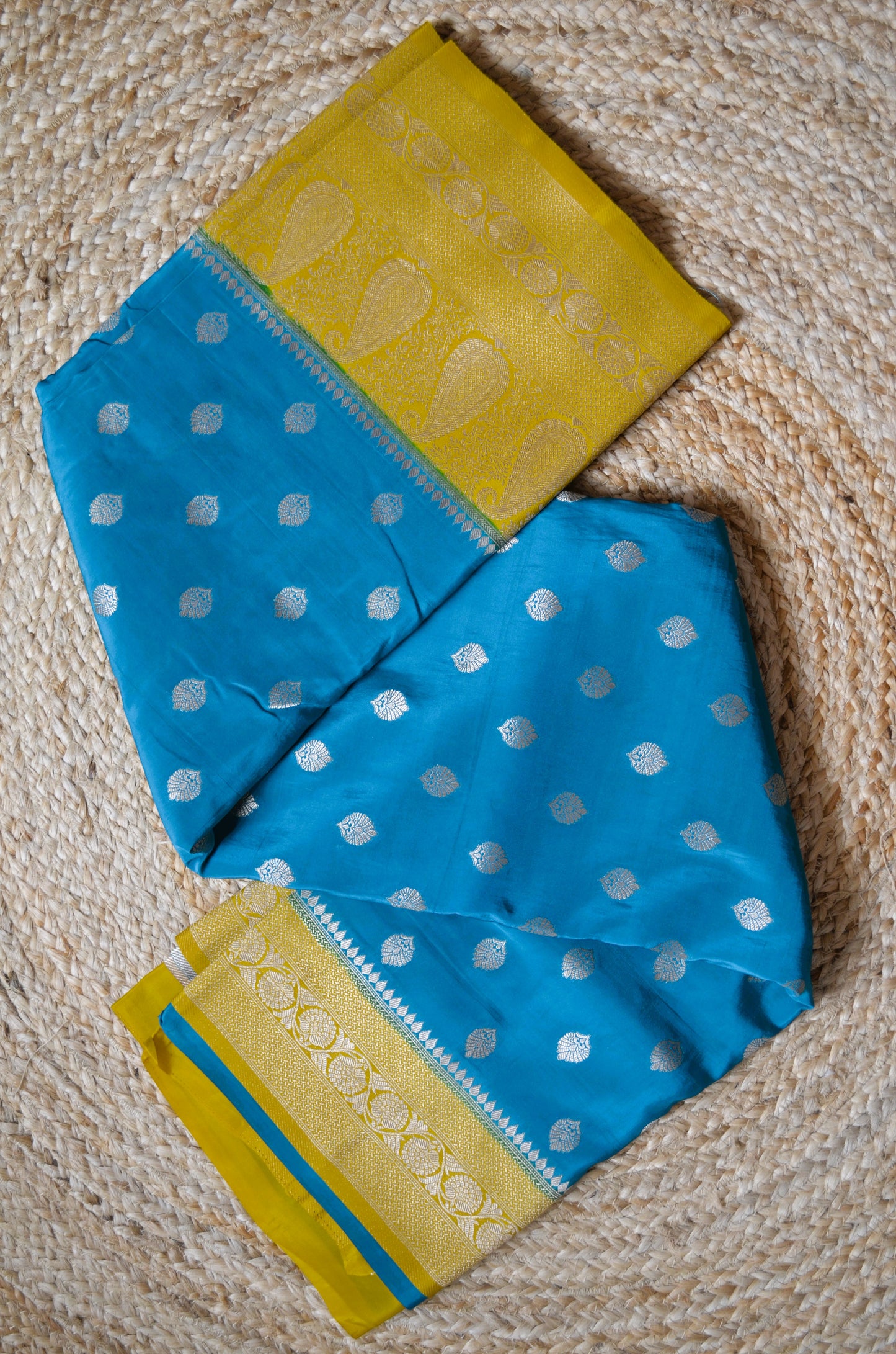 Teal Banarasi Zari Silk Saree