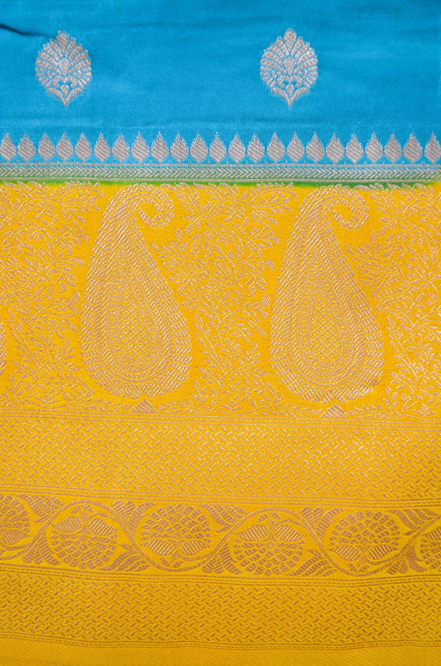 Teal Banarasi Zari Silk Saree