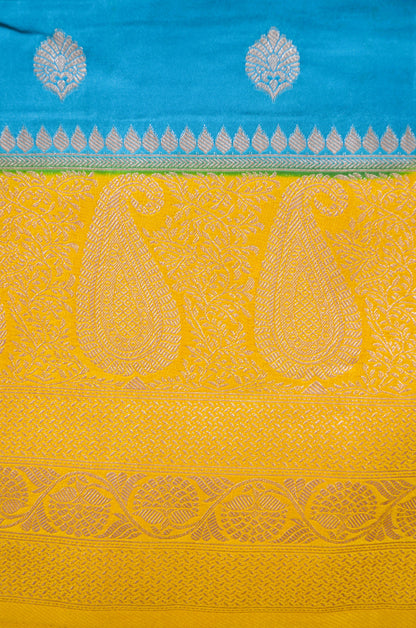 Teal Banarasi Zari Silk Saree