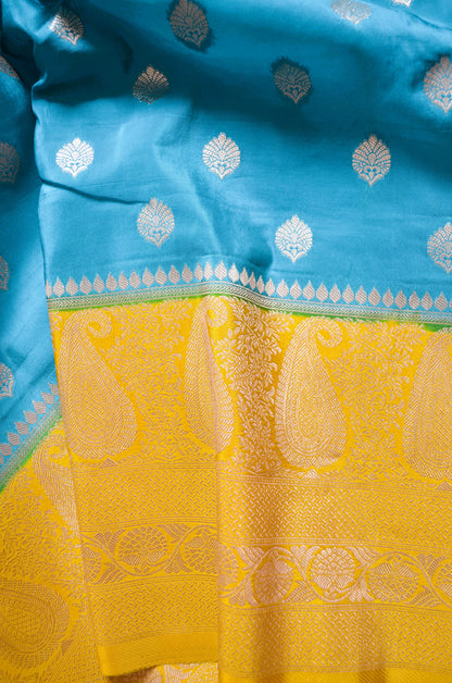 Teal Banarasi Zari Silk Saree