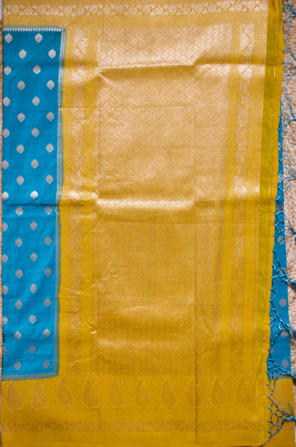 Teal Banarasi Zari Silk Saree
