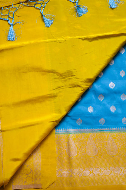 Teal Banarasi Zari Silk Saree