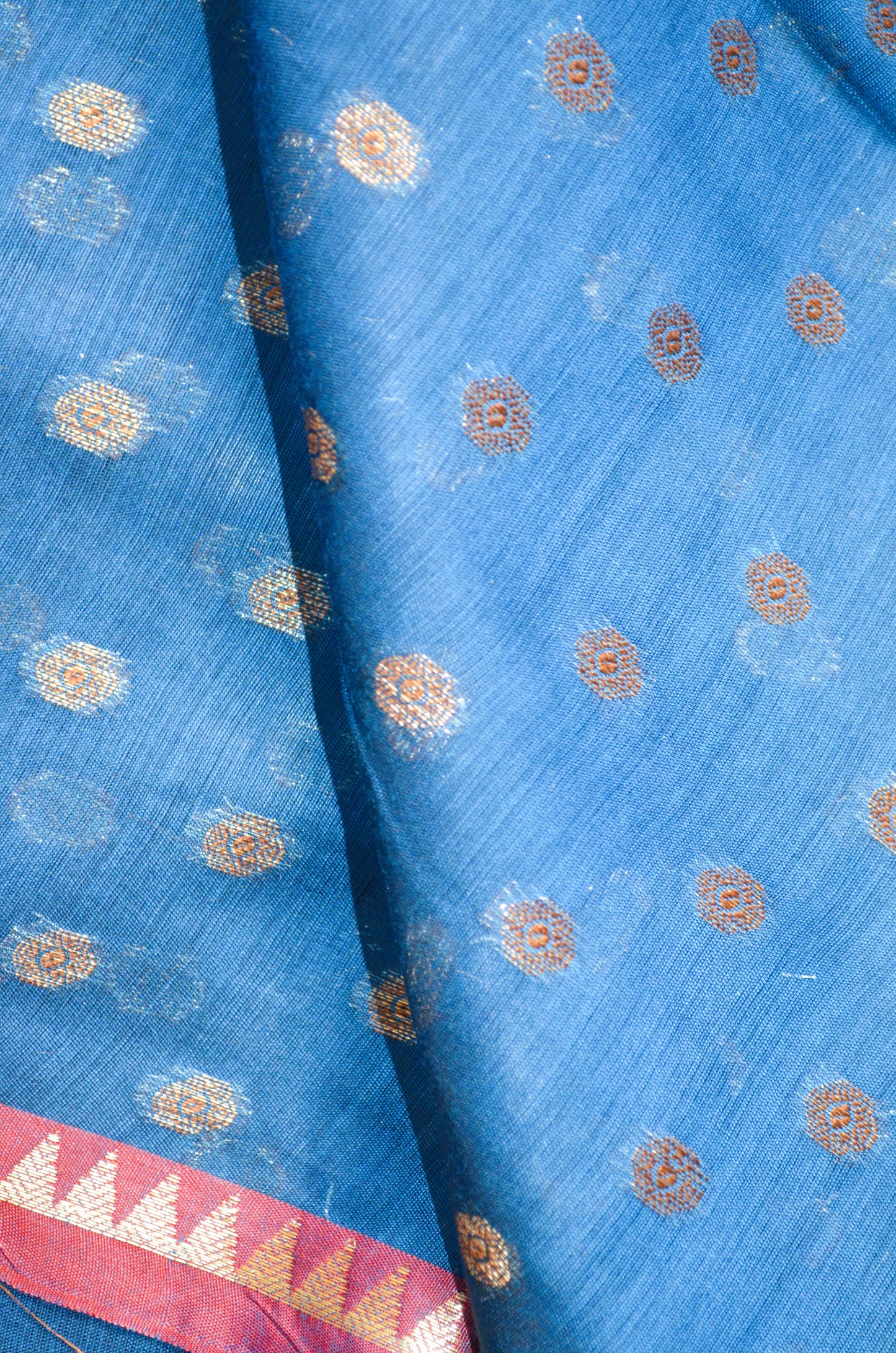 Cyan Banarasi Silk Cotton Saree