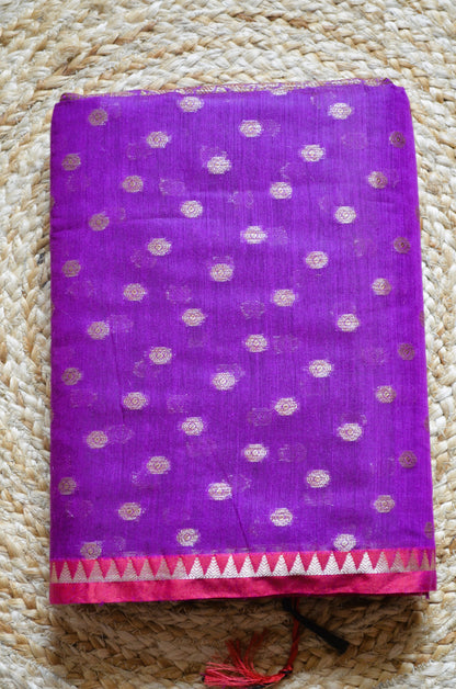 Puple Banarasi Silk Cotton Saree