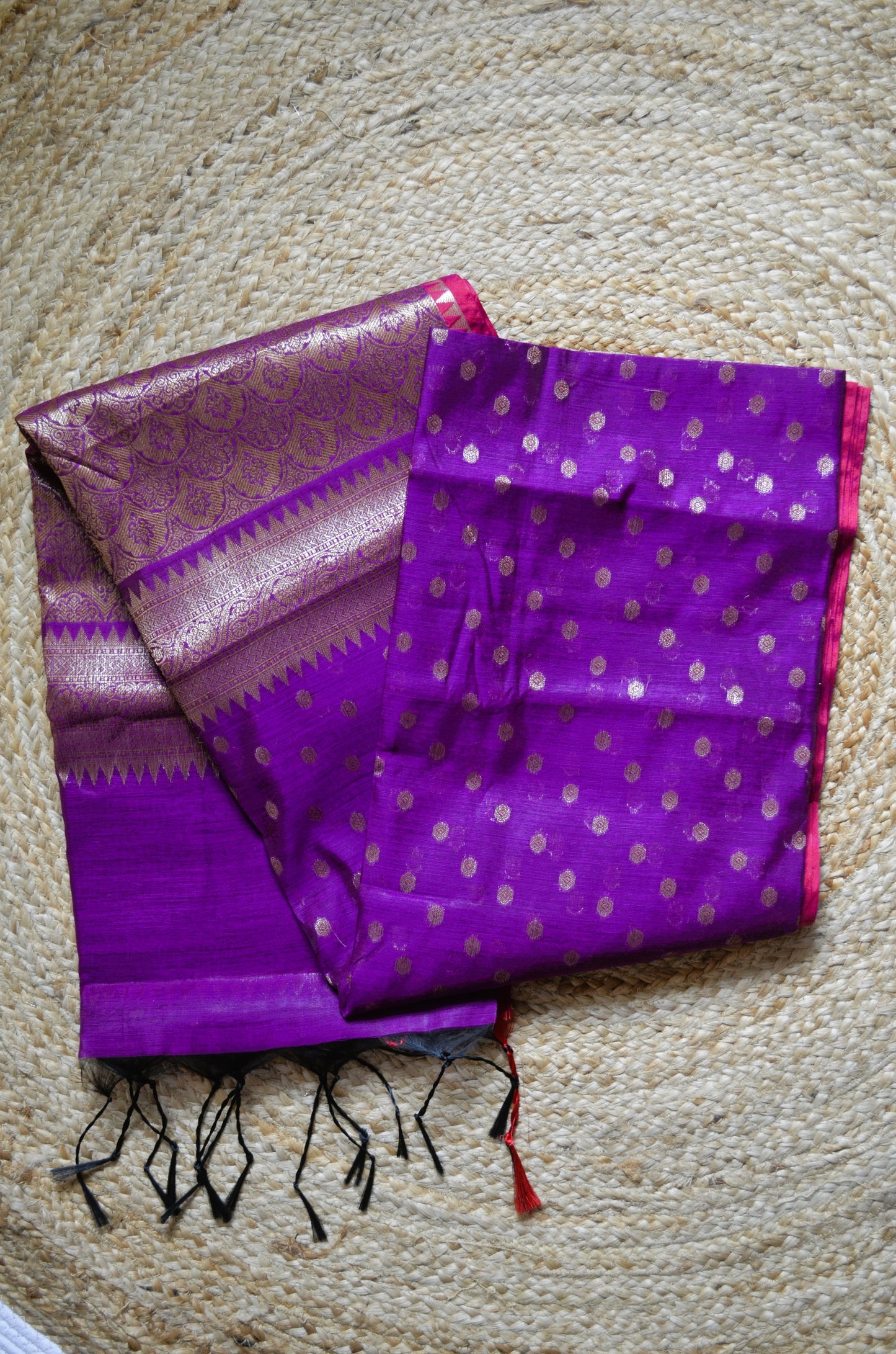 Puple Banarasi Silk Cotton Saree