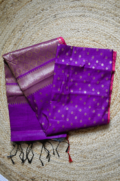 Puple Banarasi Silk Cotton Saree