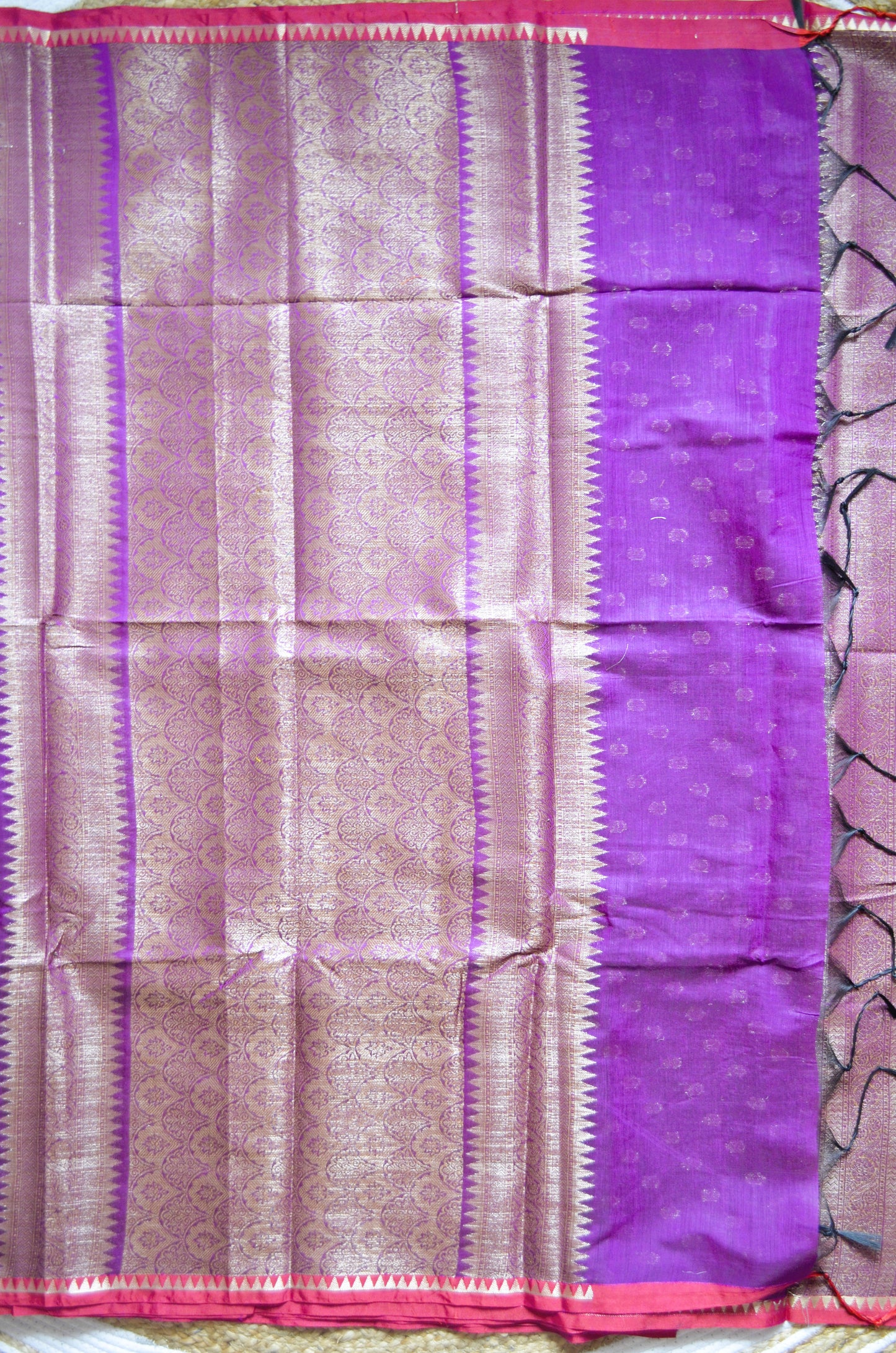 Puple Banarasi Silk Cotton Saree