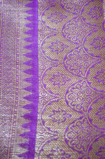 Puple Banarasi Silk Cotton Saree