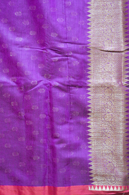 Puple Banarasi Silk Cotton Saree