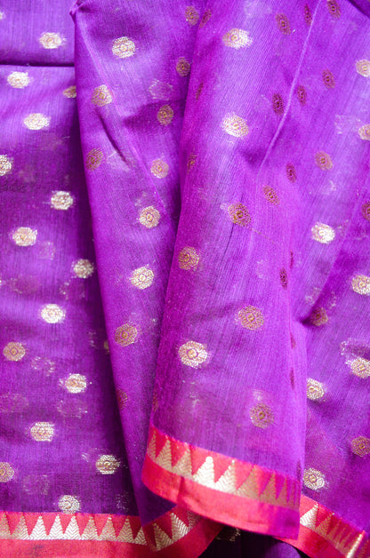 Puple Banarasi Silk Cotton Saree