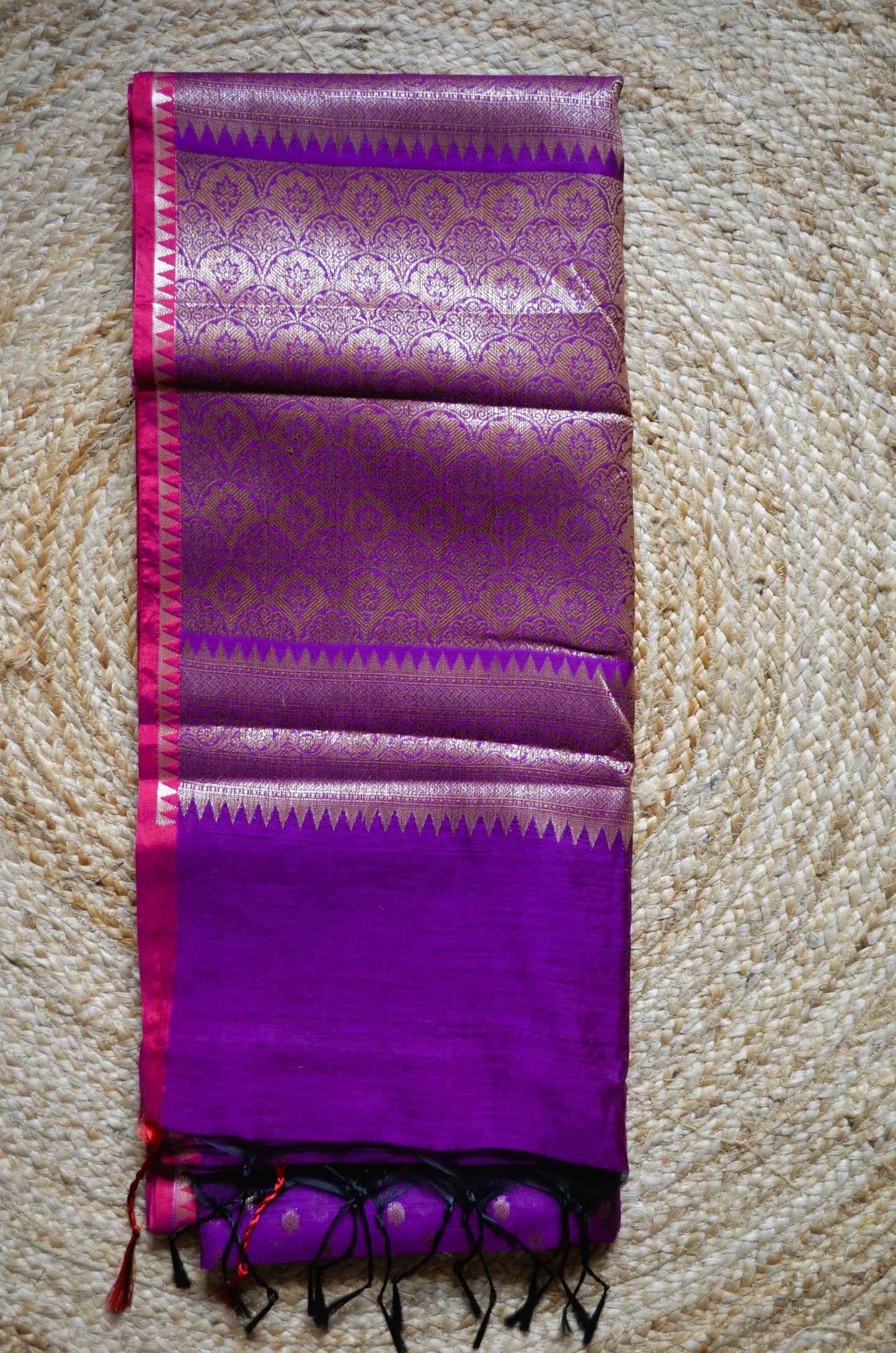 Puple Banarasi Silk Cotton Saree