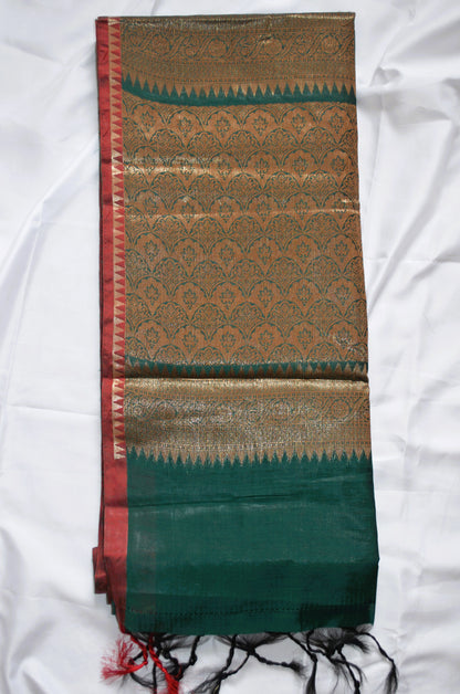 Jungle Green Banarasi Silk Cotton Saree