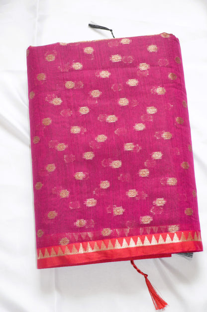 Magenta Banarasi Silk Cotton Saree